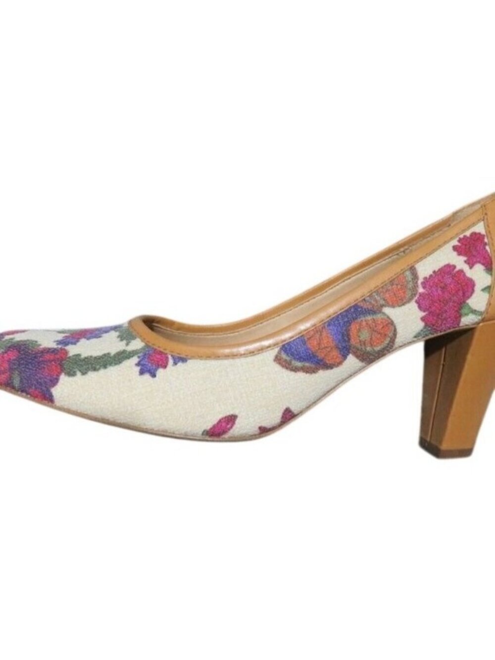 Etienne Aigner Vintage Italian Patent leather and floral canvas pumps size 5.5 - Picture 10 of 13